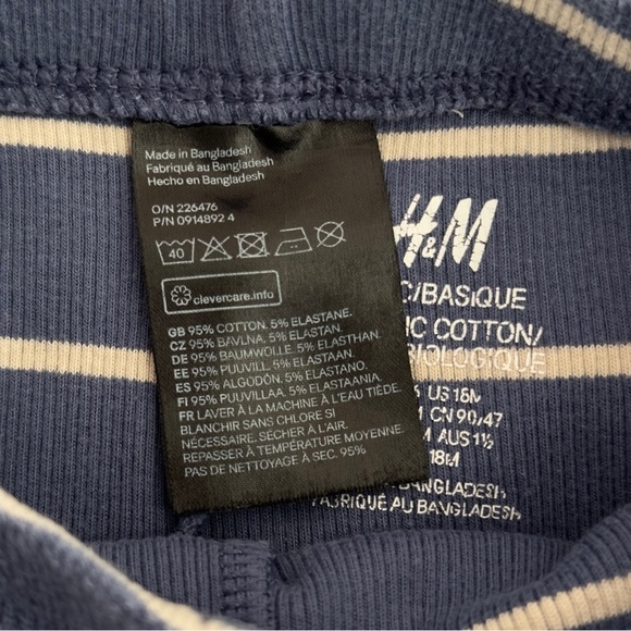 H&M Ribbed Cotton Set Blue/Striped Baby 18 Months - Picture 5 of 5